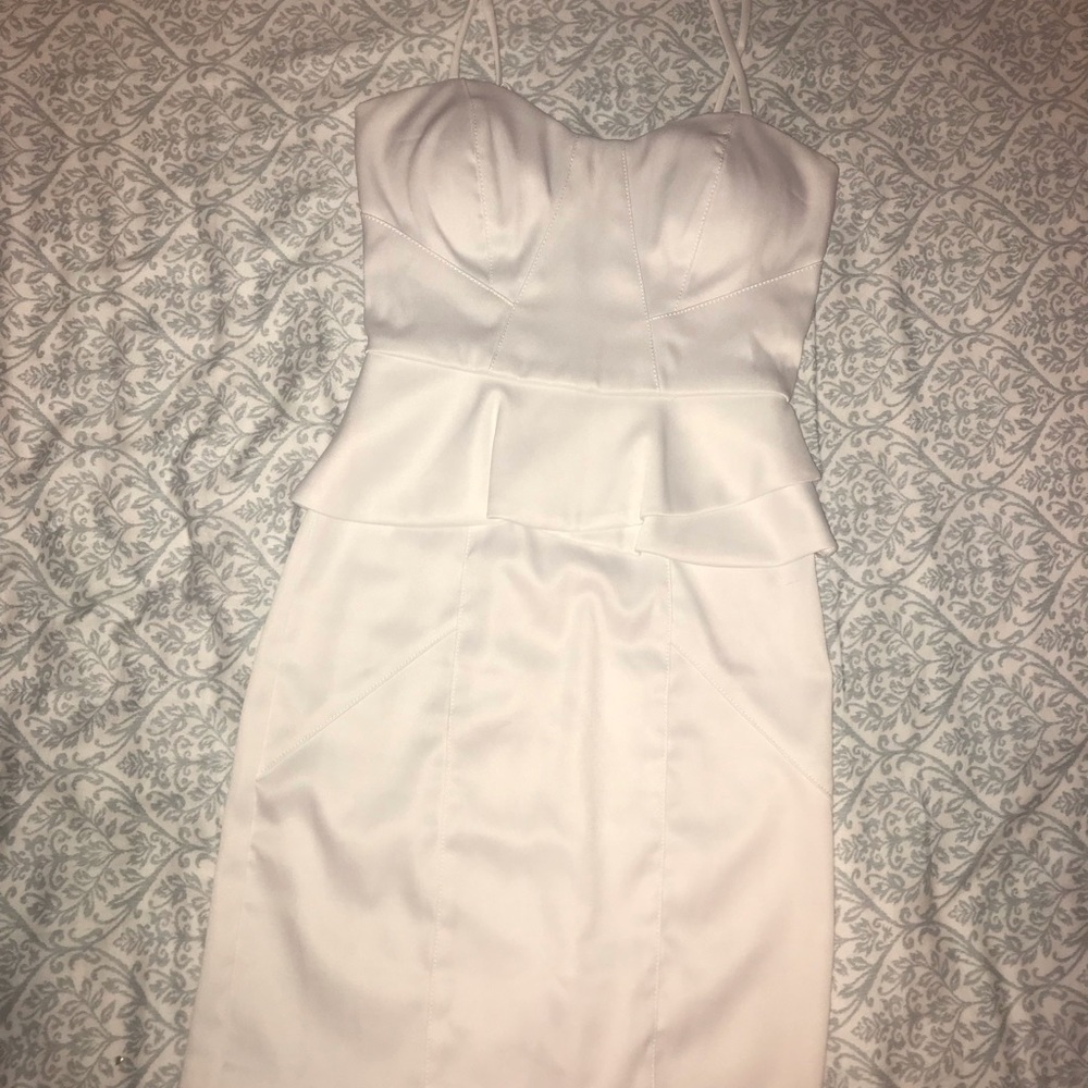 Macy’s XOXO white spaghetti strap peplum dress